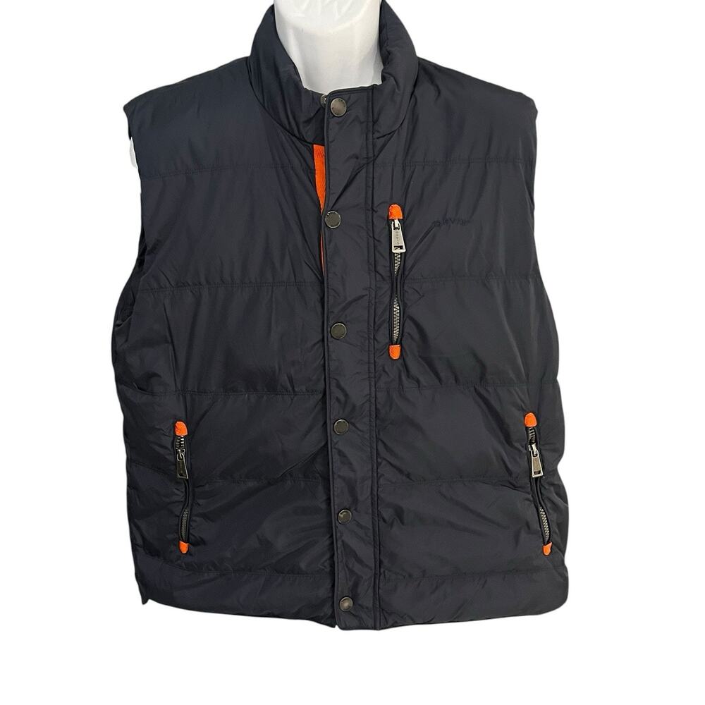 ORVIS Essex Puffer Vest Men's L Navy Blue Zip Pockets Duck Down Outdoor
